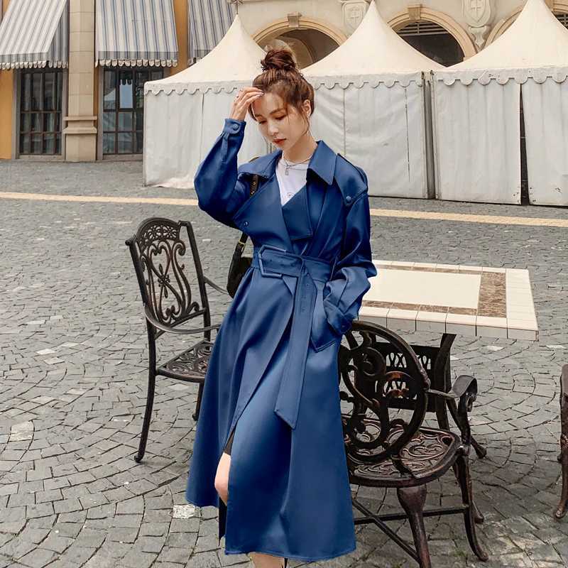 2023 Autumn New for Women Trench Coat Luxury Long Windbreaker Jacket Female Fashion Belt Tops Long-Sleeved Casual Loose OutwearX240921