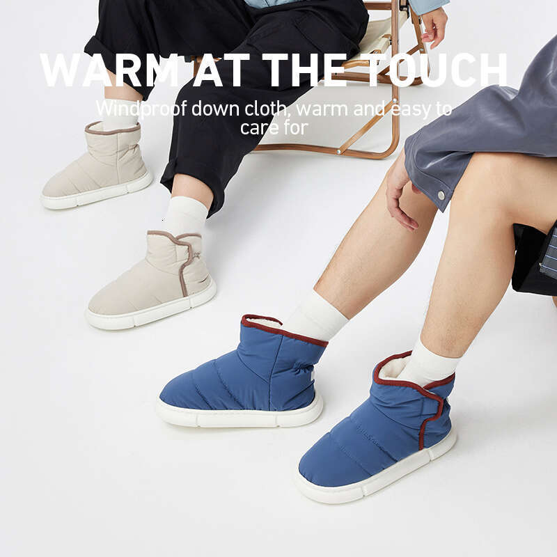 Winter Warm Boots Down High Top Plush Furry Cotton Home Indoor Outdoor Non-slip Soft Sole Women Men Couple Shoes