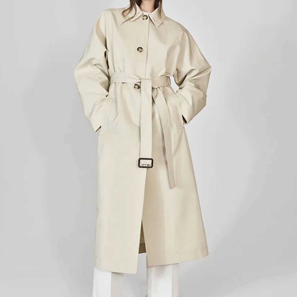 Early Fall New Lapel Single-Breasted Waist-Length Windbreaker Casual Simple Removable Belt Jacket CoatX240921