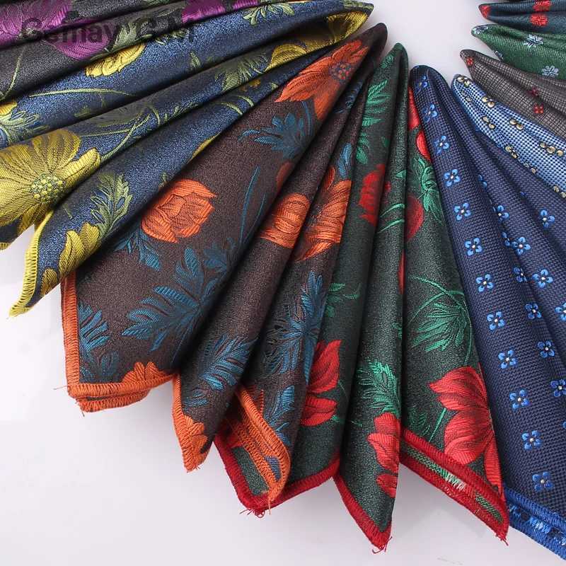 Floral Jacquard Mens Pocket Square Gift Vintage Hanks Wedding Pocket Towel Mens Set Chest Towel Handle 24 x 24 cm W240921