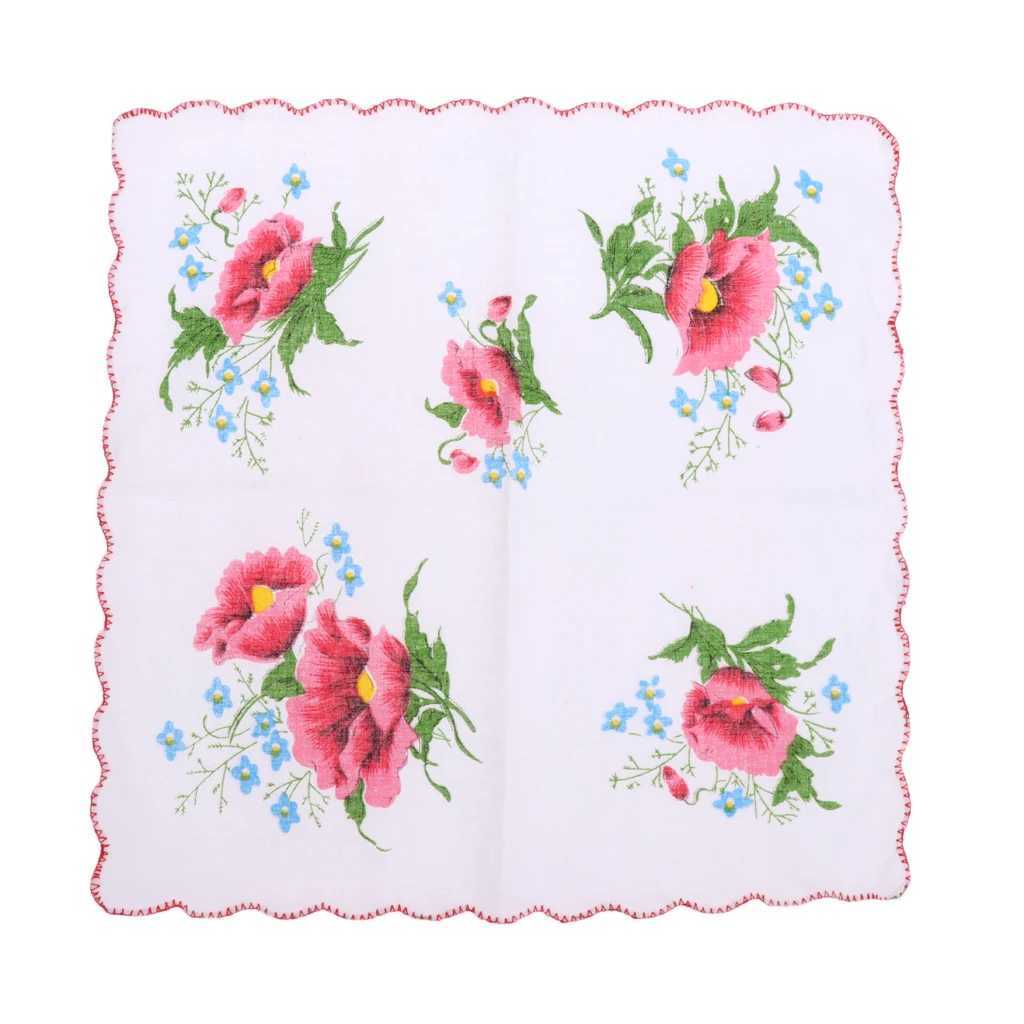 10Pc Vintage Flower Handkerchief Square Hankies Hanky Women Kids GiftX240921