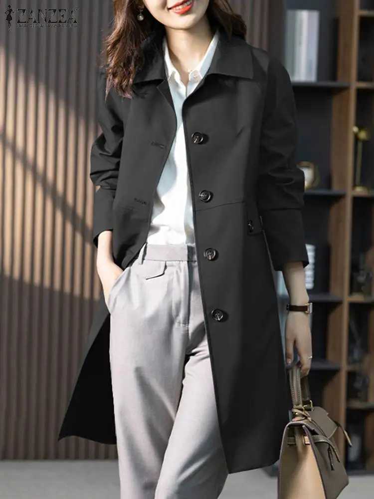 Women Thin Trench Coats 2024 ZANZEA Autumn Fashion Solid Jackets Casual Lapel Neck Long Sleeve Loose Long Windbreaker OutwearX240921