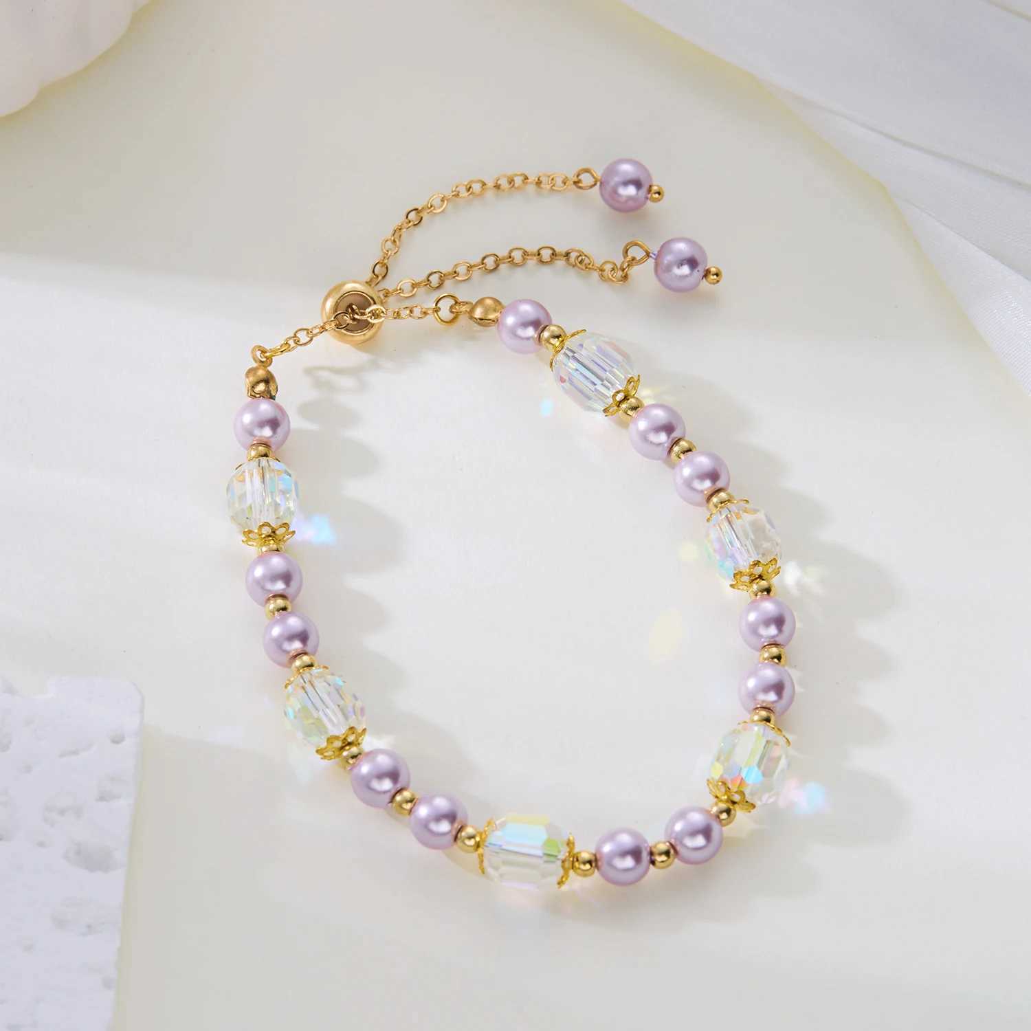 Vintage Elegant Imitation Pearl Bracelet for Women Girls Fashion Design Crystal Beads Adjustable Chain Bracelet Jewelry GiftsX240921