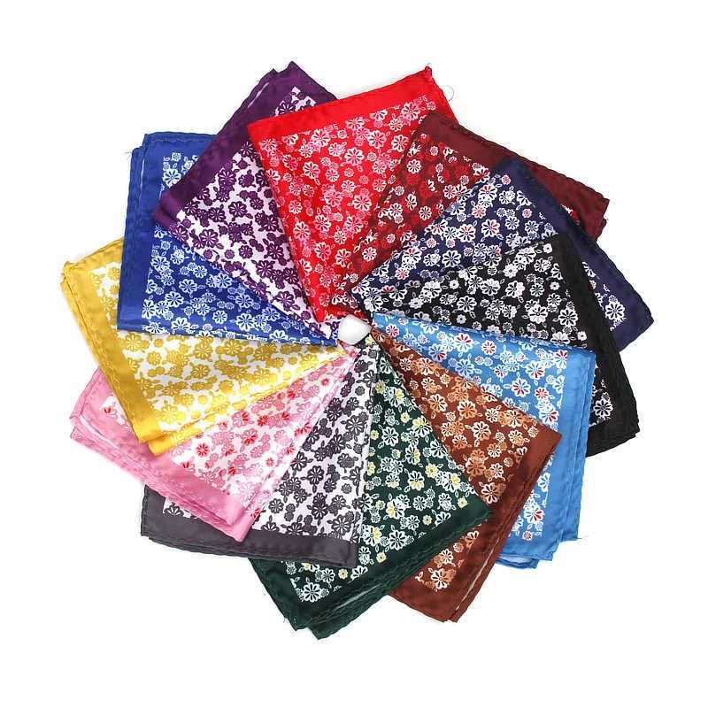 Brand New Mens Handkerchief Classic Flower Print Pocket Square Soft Silk Hankies Wedding Party Business Hanky Chest Towel GiftX240921
