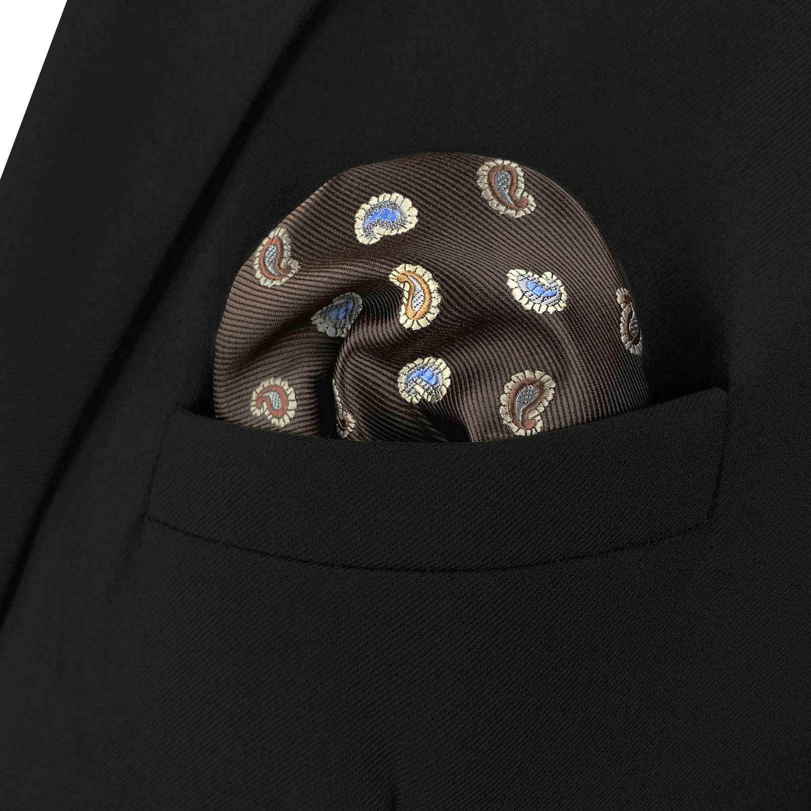 Multi colored Paisley silk hot mens pocket square business color handle large 12.6 inches 32cm fashion gift W240921