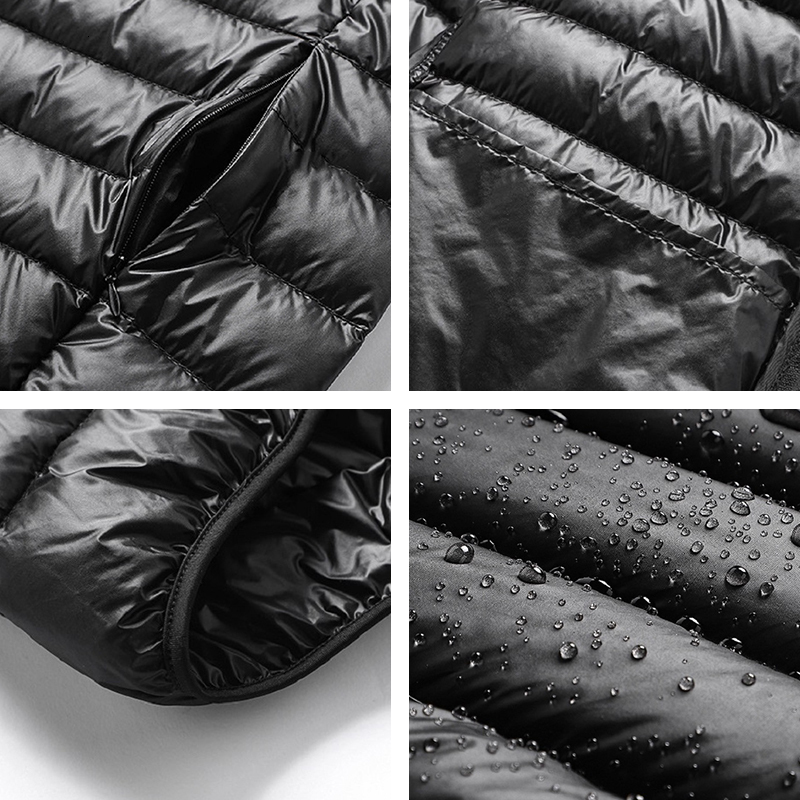 Winter New Men Lightweight Warm Slim Duck Down Mens Fashion Solid Hooded Thick Water And Wind-Resistant Jacket Coat Male