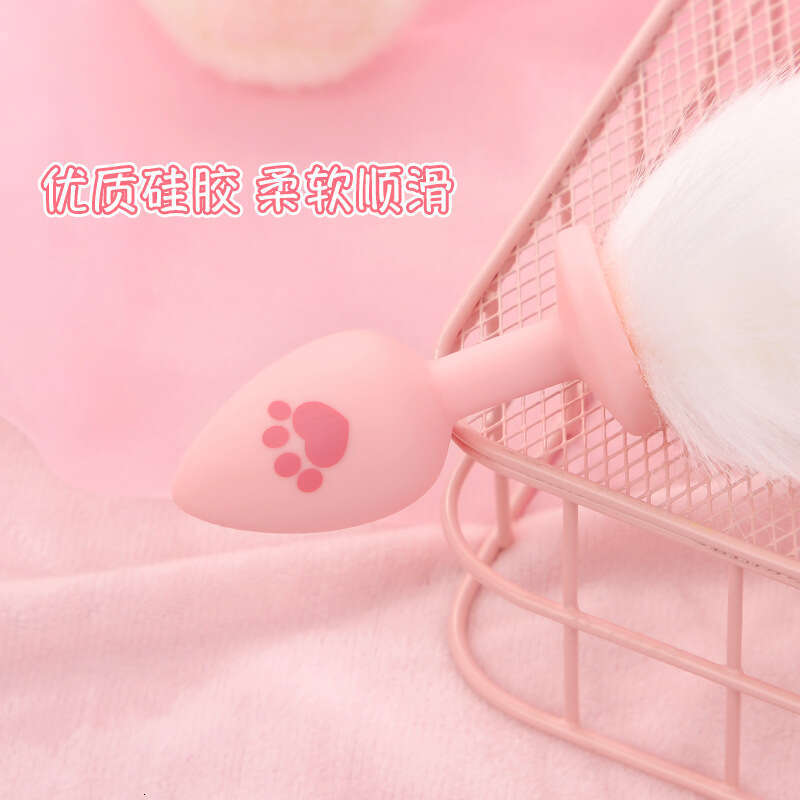 SM sex toy fox tail anal plug cat paw silicone anal plug pink fur ball anal plug alternative adult products