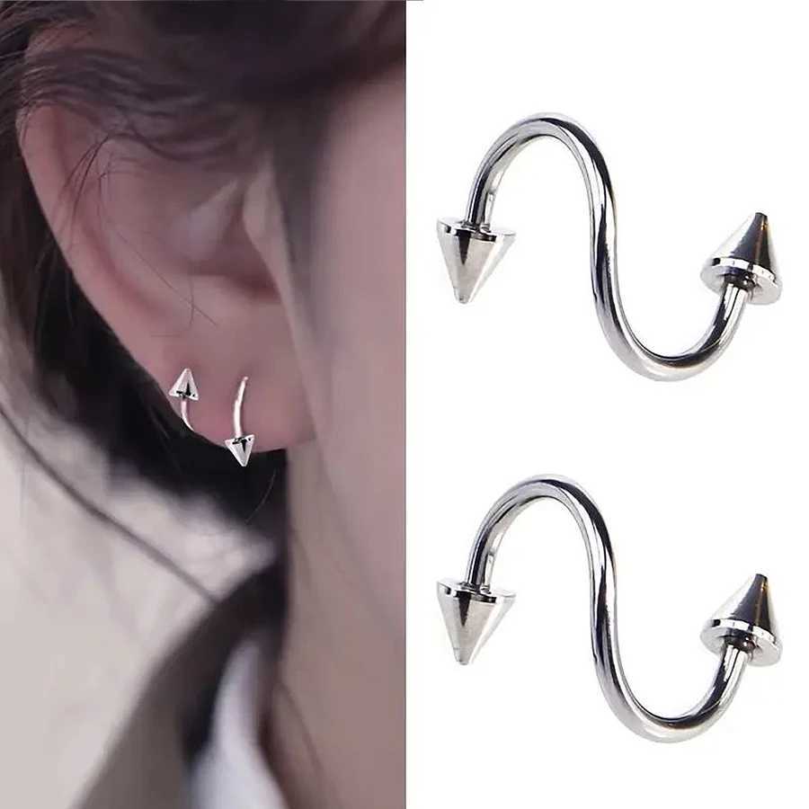 2 stainless steel serpentine S-pole lip studs fashionable punk style perforated jewelry hypoallergenic Y240921
