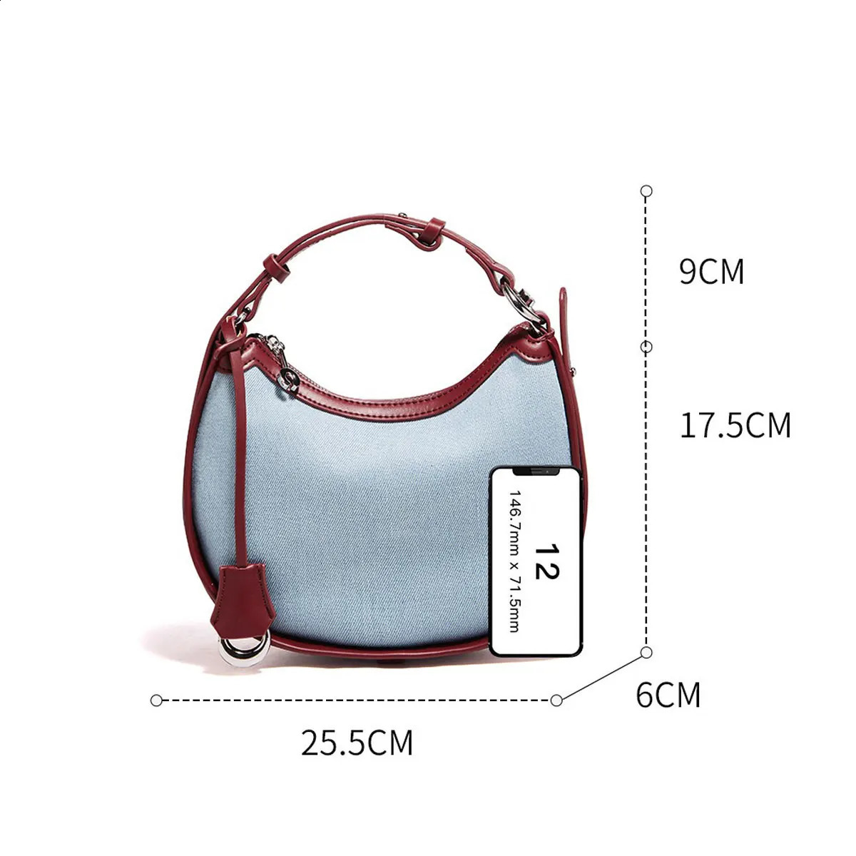 FOXER denim womens shoulder bag highquality homeless cross body fashionable PU leather retro simple blue zipper handbag 240919