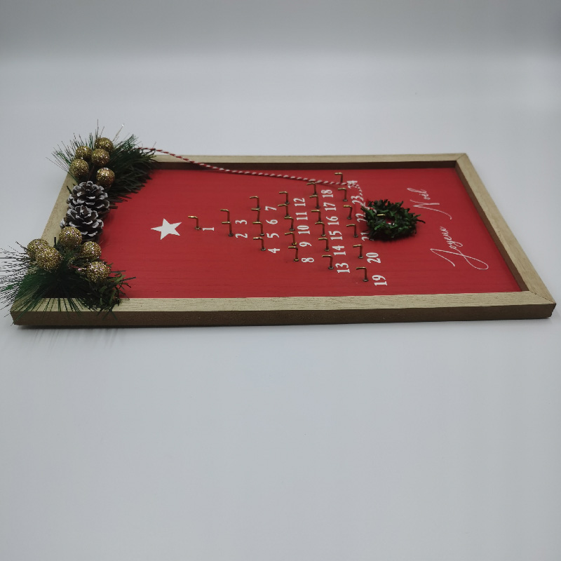 Wooden Christmas Advent Calendar with Magnetic Doors - Festive Holiday Countdown Decoration