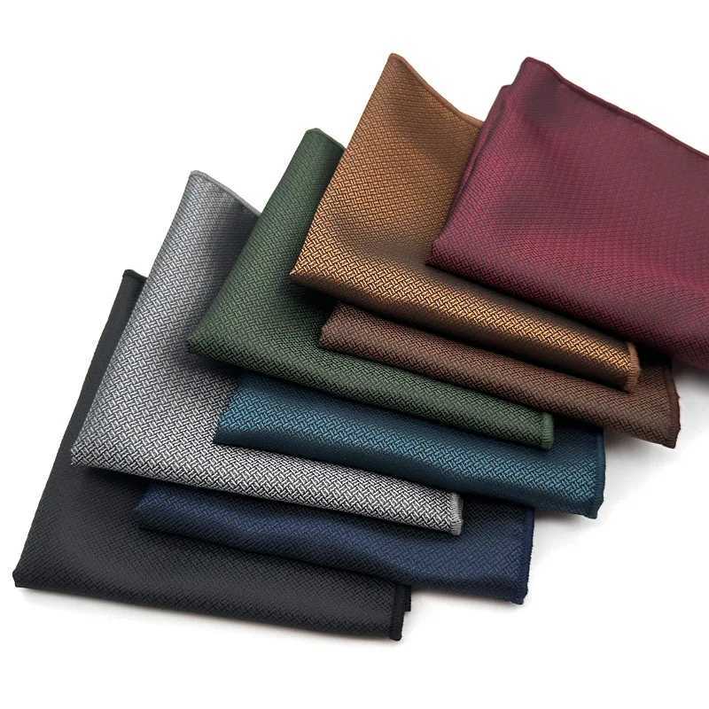 New Elegant Solid Color Dark Patterned Pocket Square Mens Gentleman Formal Black Handkerchief Business Wedding Party Suit HankyX240921