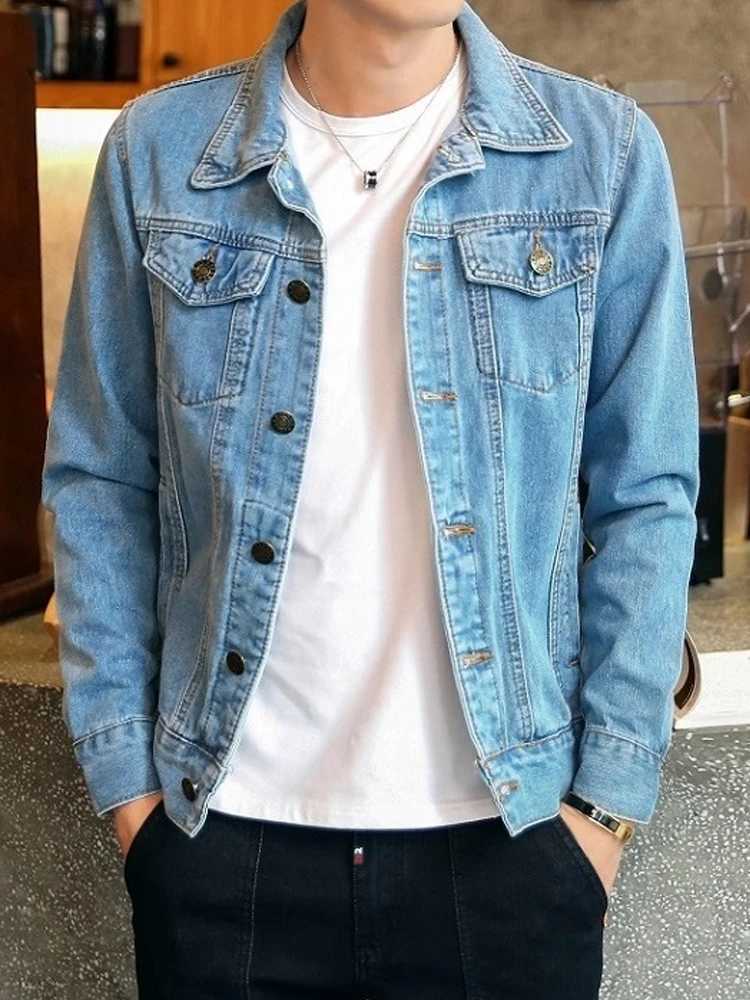 Autumn New High end Brand Male Fashion Boutique blue ultra-thin casual denim jacket W241011