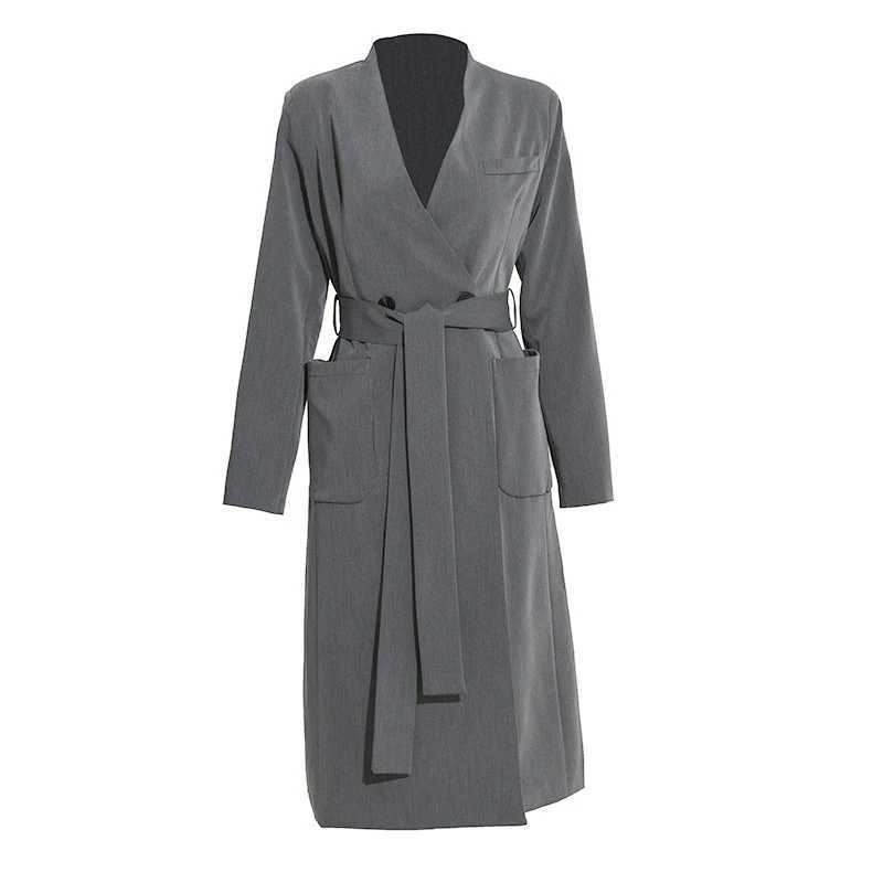 LMQ NEW 2020 new Fashion Casual Simple Classic Slim long suit coat Chic Business Jacket windbreaker suit collar office lady coatX240921