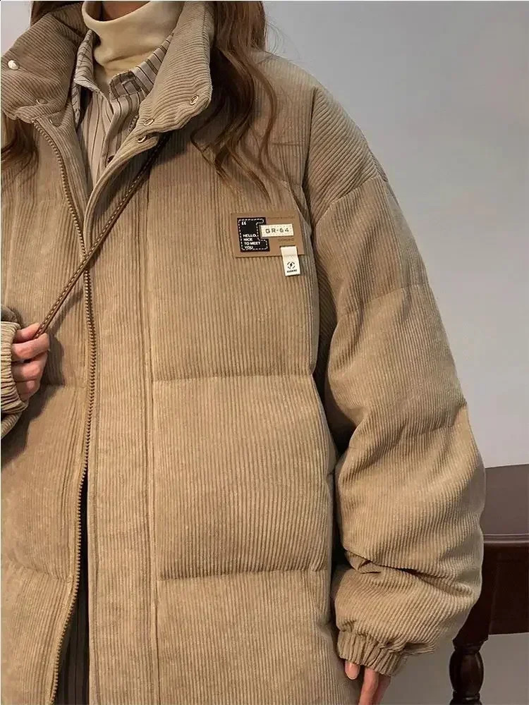 Korean corduroy cotton coats for men and women in winter thickened trendy cotton coats loose casual cotton jackets y2k top 240918