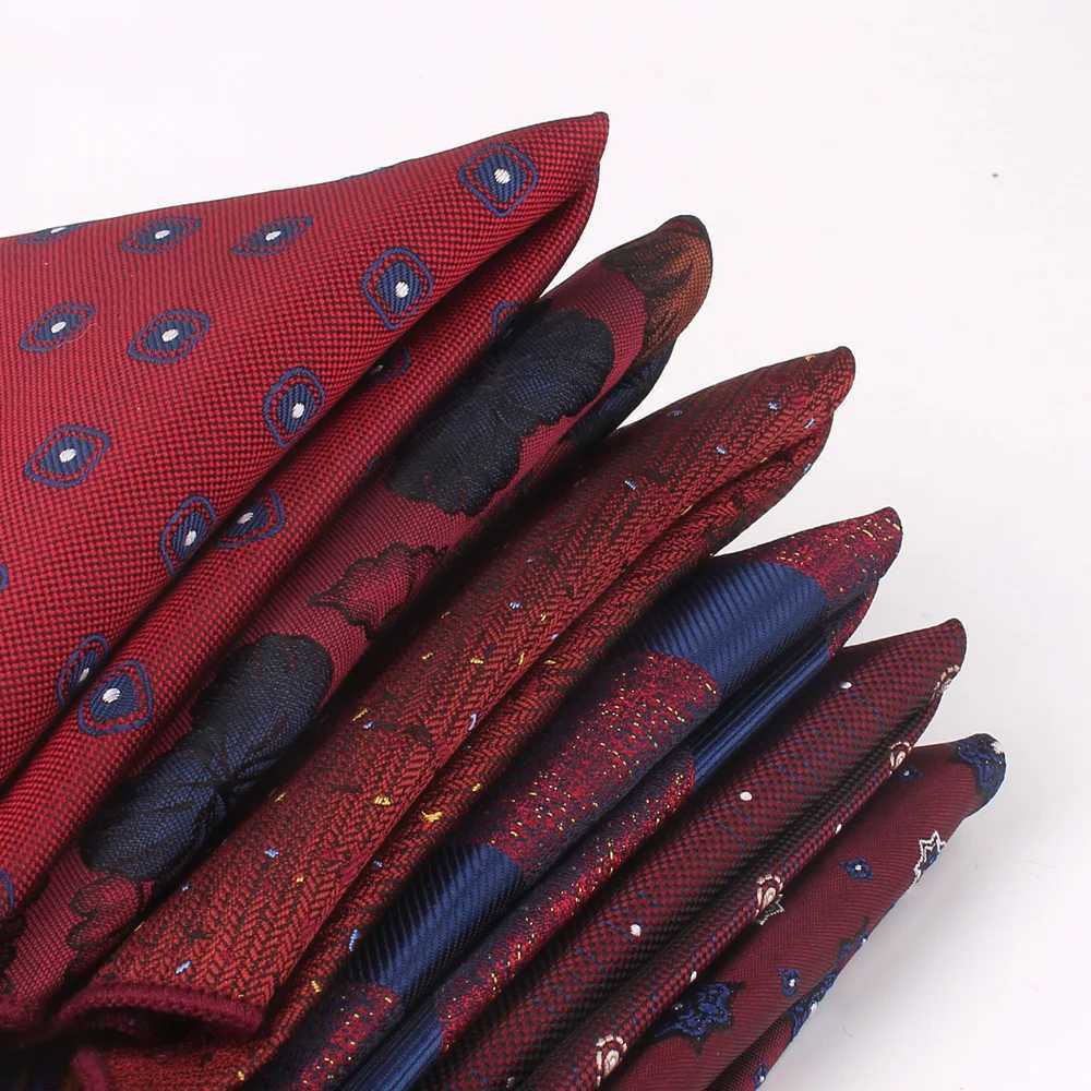 Wine Red Pocket Square For Men Women Striped Chest Towel Wedding Hanky Gentlemen Hankies Mens Suits Handkerchief Pocket Towel W241213