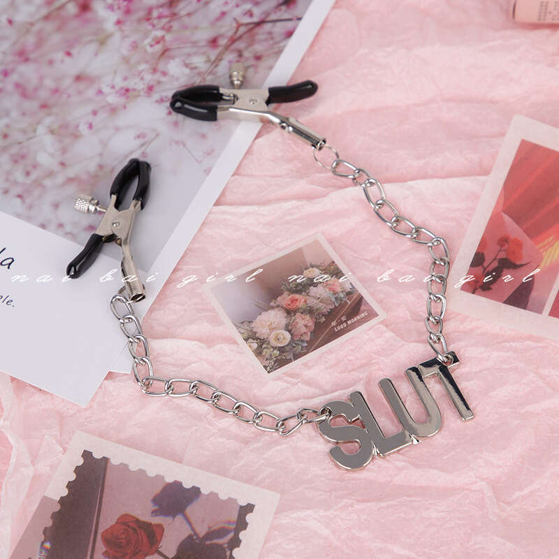 Sex toys SM props female masturbation chain breast clip vaginal clip letter style sex clitoral clip adult sex toy