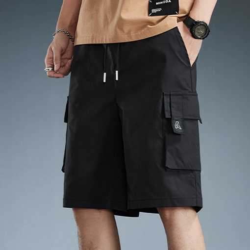 Mens Cargo Shorts with Elastic Waist and Drawstring - Perfect for Cycling Fitness and Outdoor ActivitiesX240921
