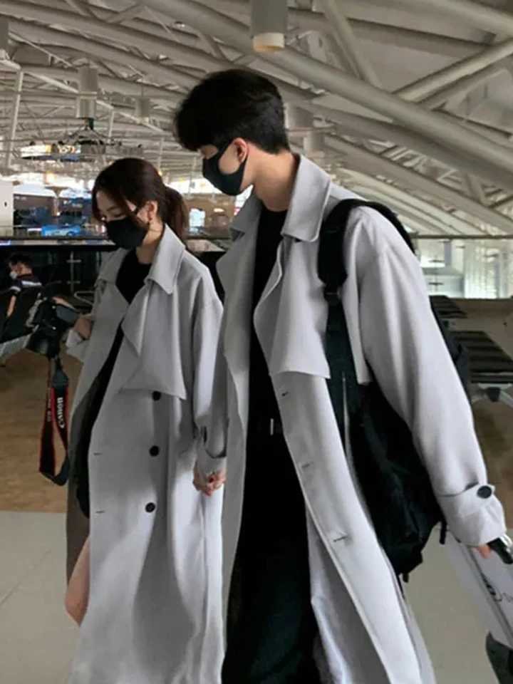 Casual Lovers Double Breasted Long Trench Coats Korean Fashion Couple Jackets Coats High Qulity Spring Fall Chaqueta New OutwearX240921