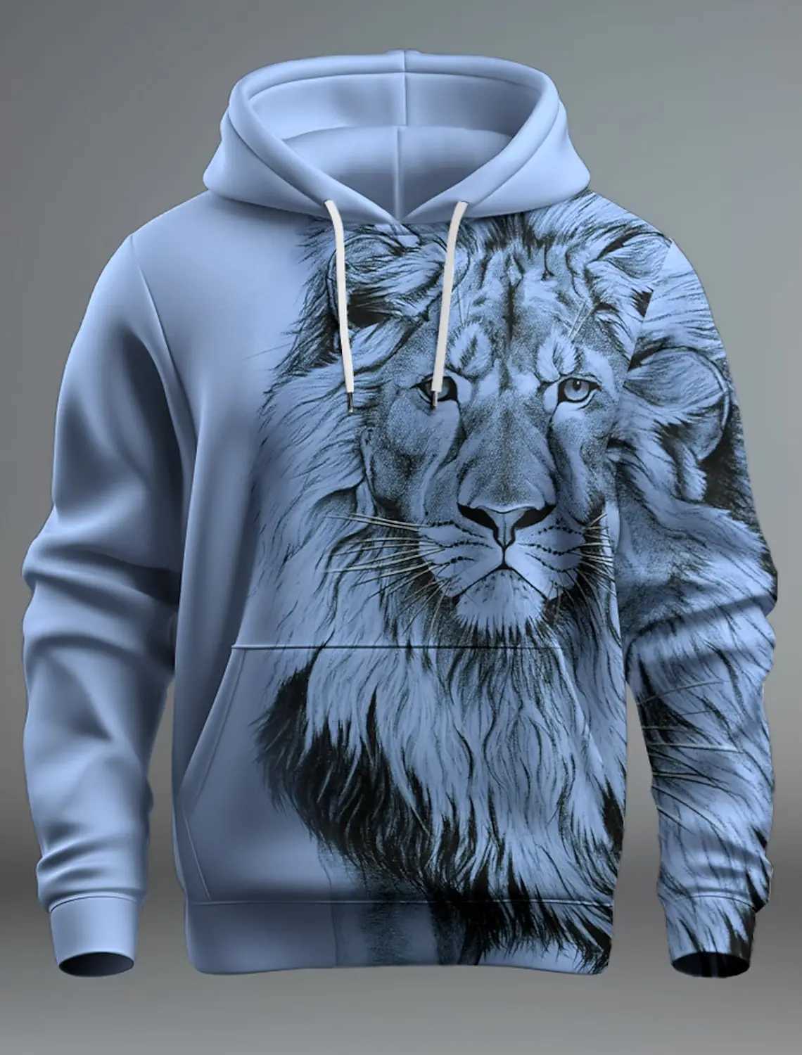 New Shape Lion Mens Fashion 3D Printed Hoodie Street Clothing Hoodie Long Sleeve Printed Front Pocket Spring Hoodie Sportswear W240921