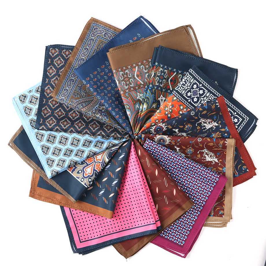 Customized Smith Mens Hanki Pocket Square Handle Polyester Paisley Flower Handle Square Scarf Wedding Party Gift W240921