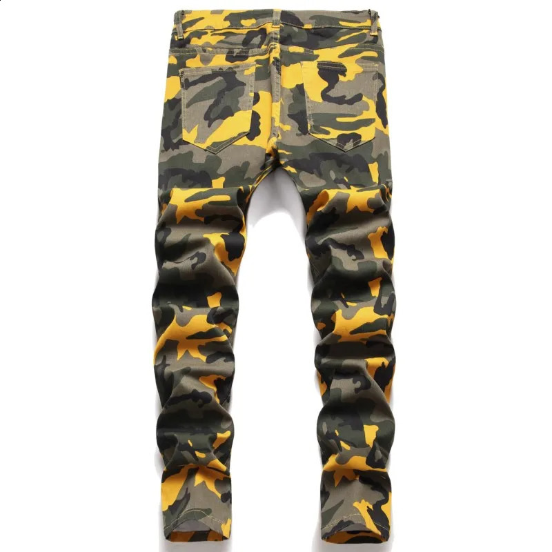 High quality camouflage denim jeans mens straight style fashionable and cool plus size party wear washing trend military pants 240920