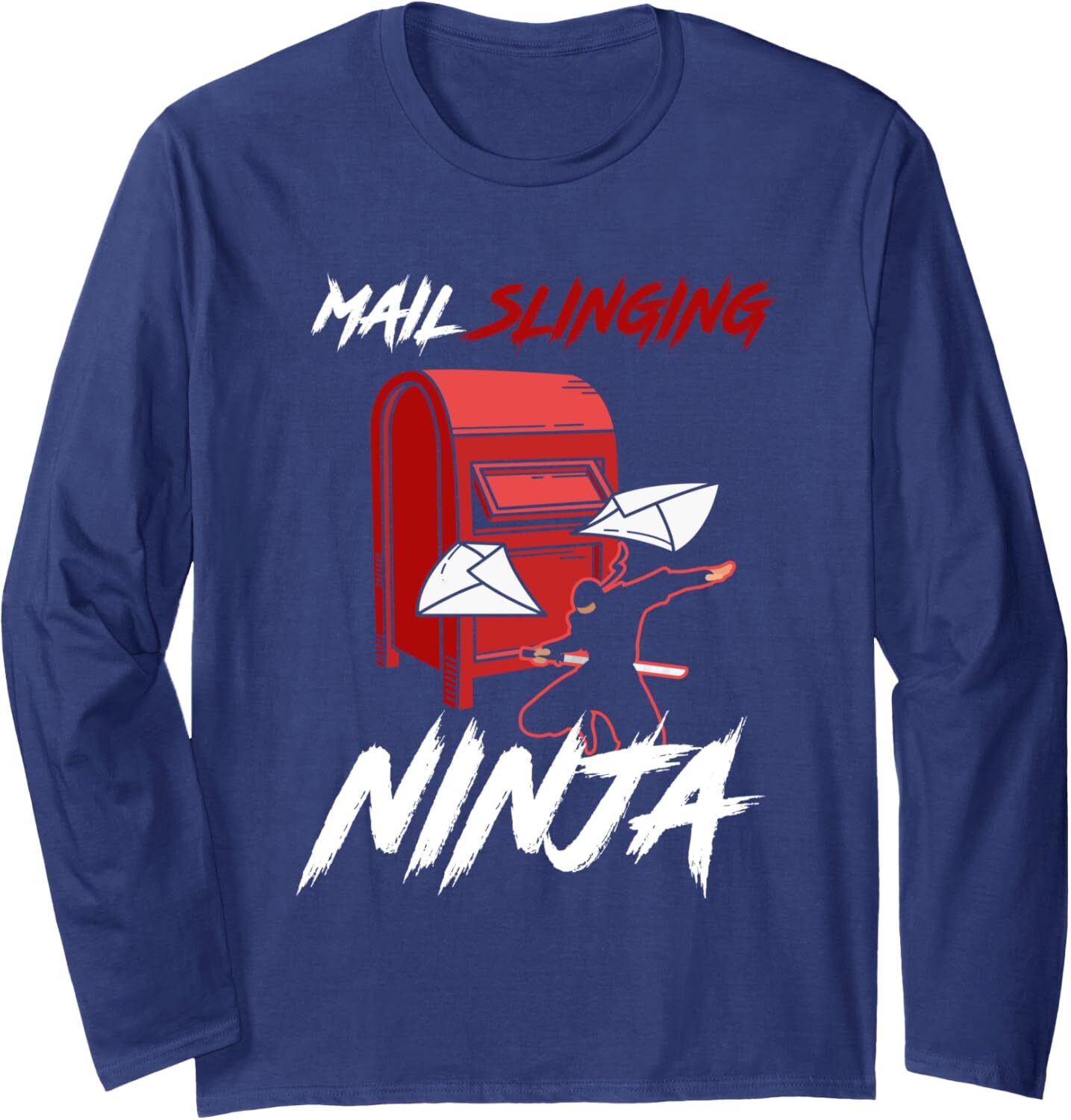 Long Sleeve Shirts for Men sweatshirt Funny Mail Slinging Ninja Mailbox Postal Service Mailman Long Sleeve Tee Streetwear Casual tops clothes