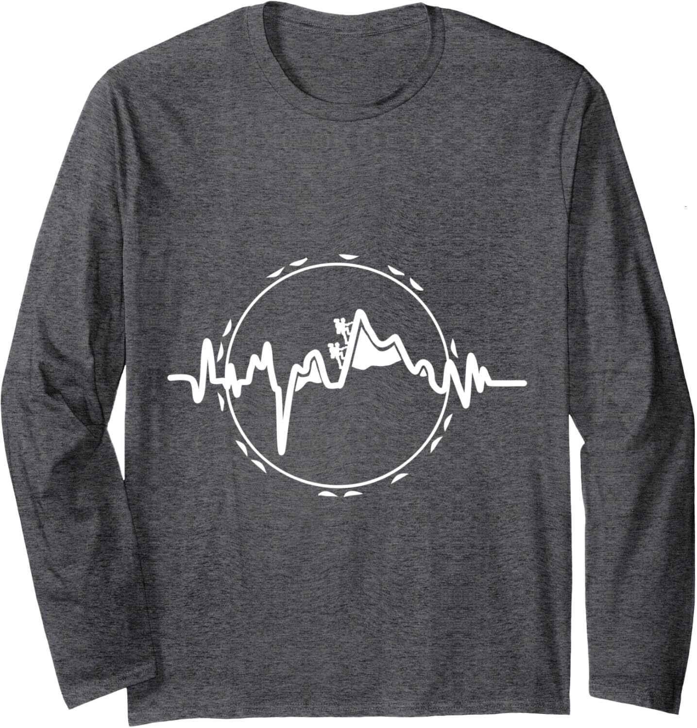 Long Sleeve Shirts for Men sweatshirt Heartbeat Hiking Mountain Cool Hiking Camping Long Sleeve Tee Streetwear Casual tops clothes
