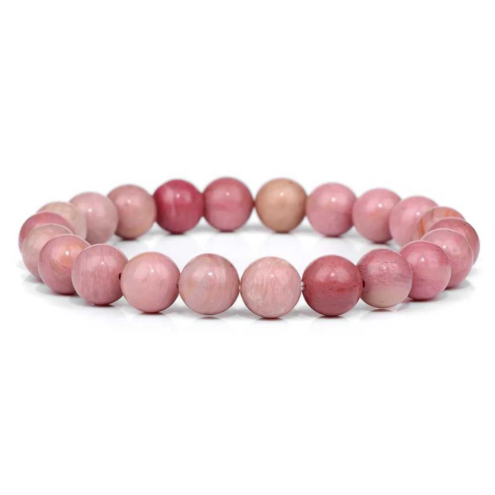 Pink Stone Bracelets 8mm Round Beaded Bracelets Rose Pink Quartzs Cat Eye Reiki Energy Stretch Bangle Jewelry Gifts For WomenX240921