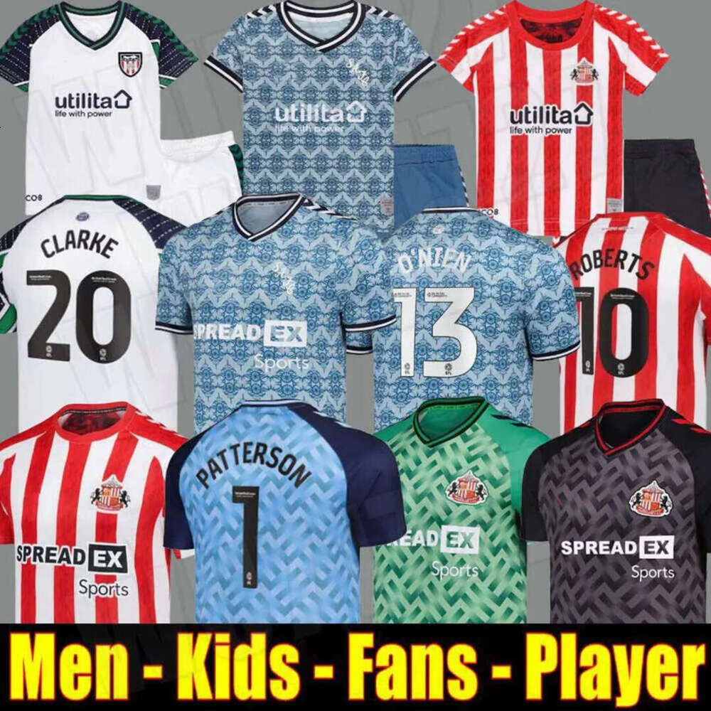 SUNDERLAND 24 25 Home Away Soccer Jerseys STEWART SIMMS ROBERTS AMAD CLARKE DAKU EMBLETON E O'NIEN 2024 2025 Football Shirt PRITCHARD 999