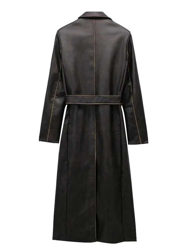 Women Casual Fashion Loose Turn Down Collar Trench French Streetwear Solid Long Sleeve Lace Up Coats New Autumn Winter TrenchX240921