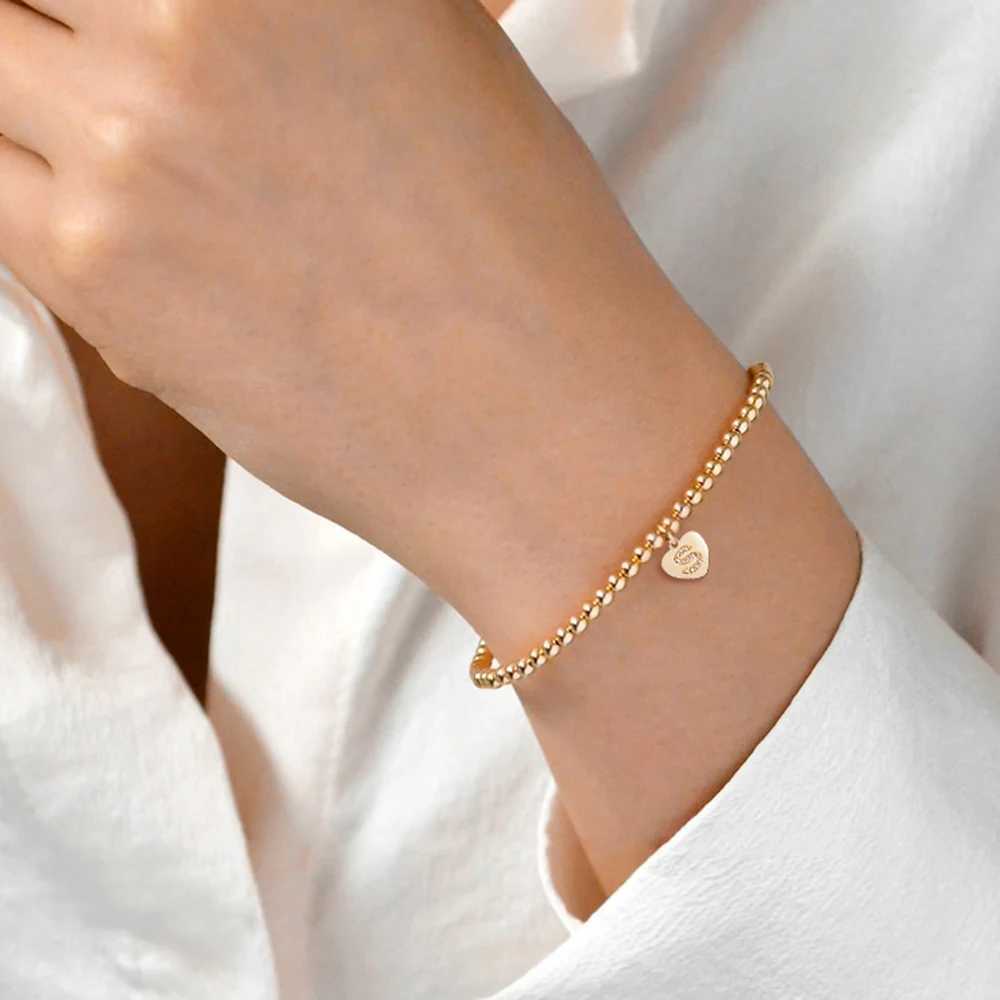 New Fashion Initial Letter Bracelet Women Pave Zirconia Gold Color Width 4mm Bead Bracelet For Women Jewelry GiftX240921