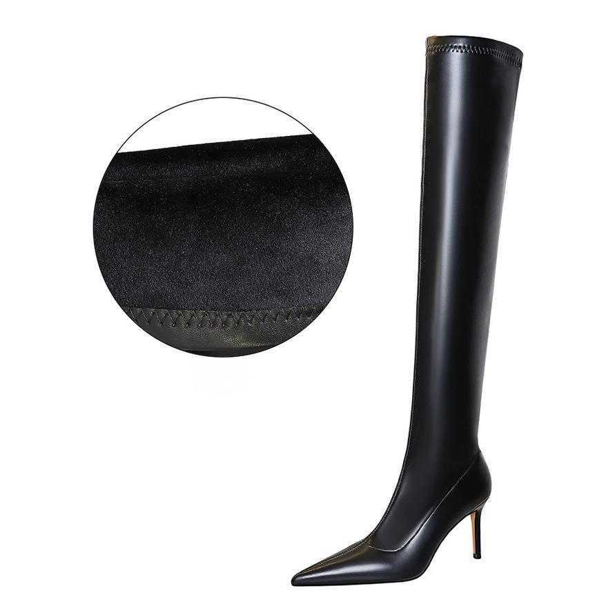 CMM Fashion Simple Thin Heel High Heel Pointy Winter Sexy Nightclub Slim Legged Over Knee Boots