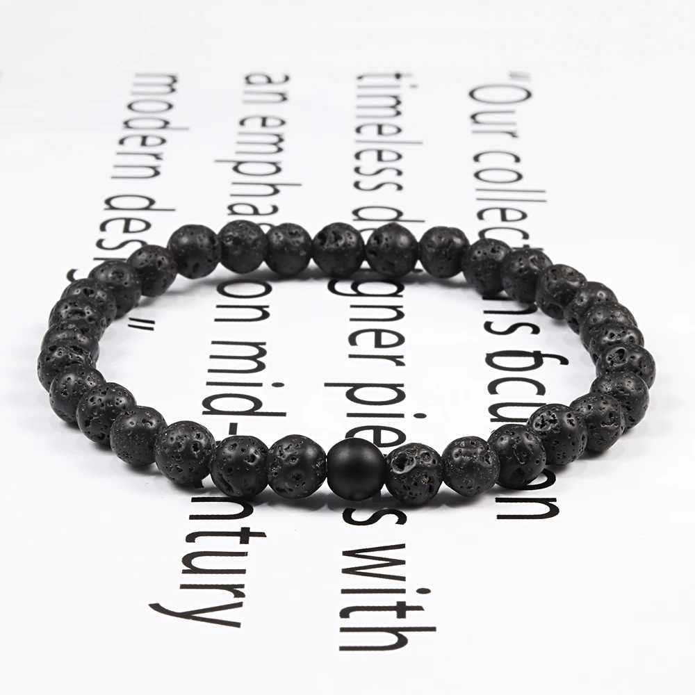 Classic 6mm Natural Stone Beads Bracelets for Women Men Black Matte Lava Tiger Eye Elastic Bracelet Couples Fashion Jewelry GiftX240921