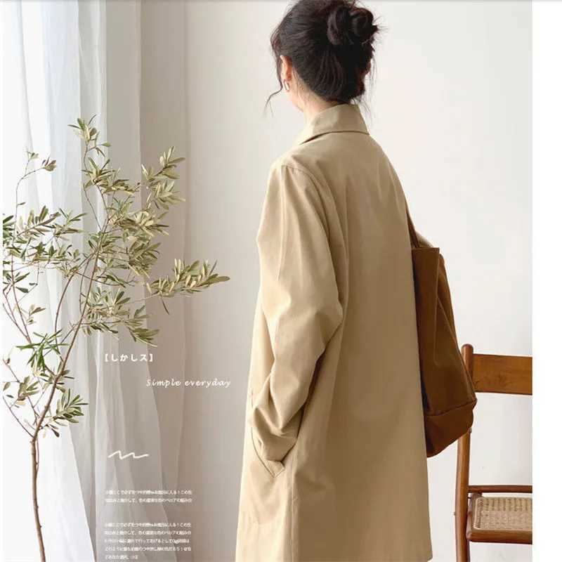 Fashion Womens Trench Coat Korean Style Khaki Spring Autumn Lined Coat Single Breasted Casual Windbreaker Outerwear FemaleX240921