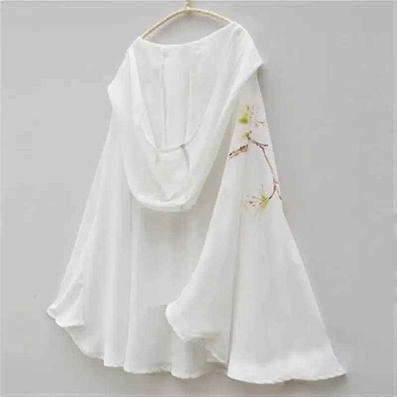 2021 Womens Summer Short sleeved Antique Coat Chinese Chiffon Sunscreen Clothing Retro Outdoor Shawl Hanfu Womens Open Top zh764 W240921