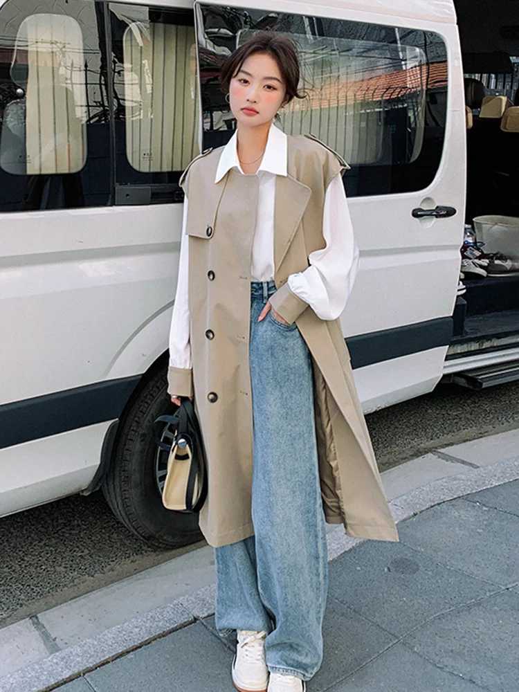 LANMREM Designer 2 Pieces Set For Women Lapel Single Breasted Shirt Sleeveless Casual Belt Trench Coat 2023 Summer New 2YA3442X240921
