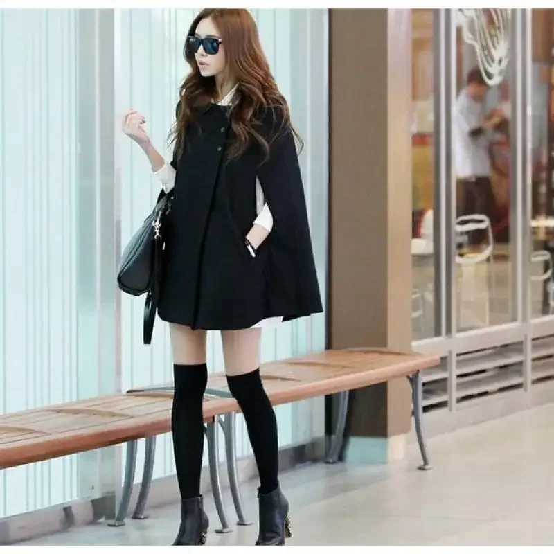 Cape coat womens autumn and winter British wool coat womens 2024 new style shawl top womens oversized jacket Q320 W240921