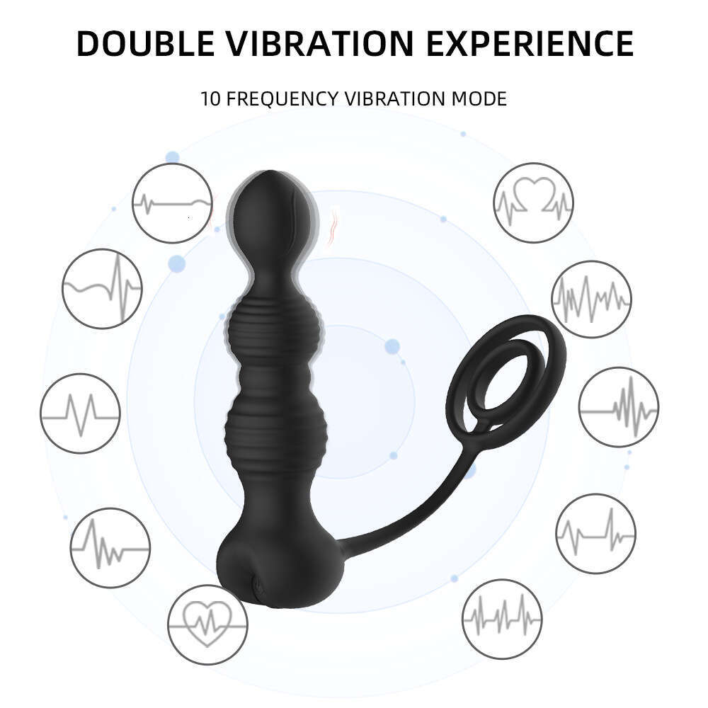 Double ring beautiful buttocks with beads for the back court, vibrating anal plug but sex toy