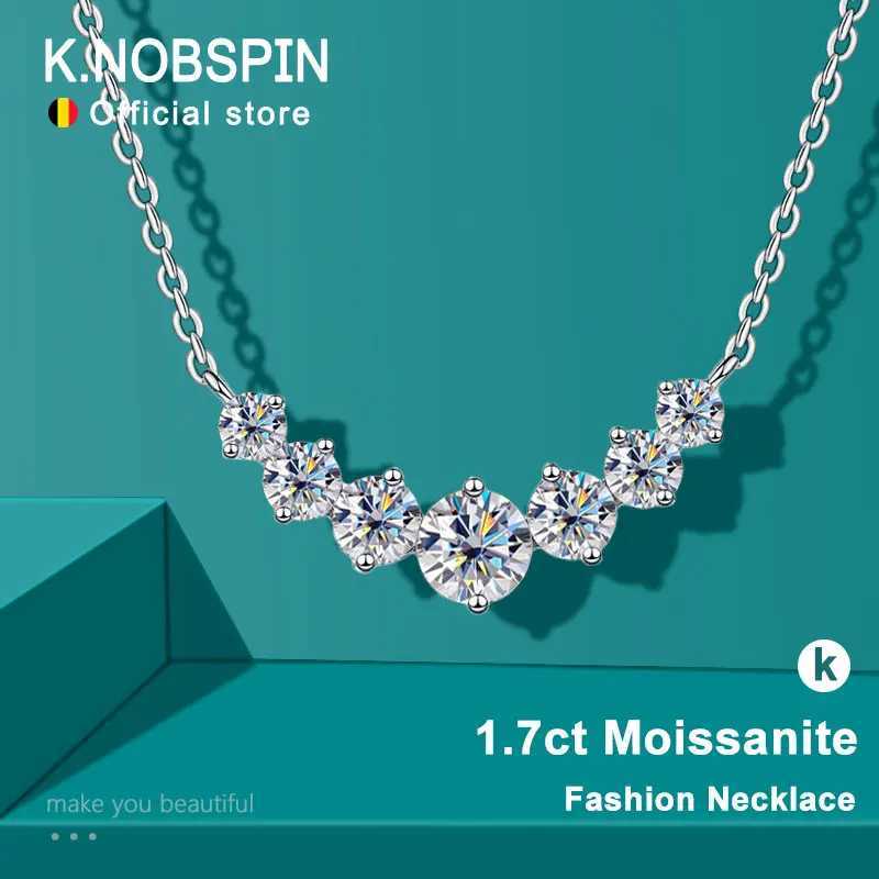 K. NOBSPIN Moissanite Womens Wedding Necklace Exquisite Jewelry Certificate 925 Pure Silver Plated 18K White Gold Necklace W240918