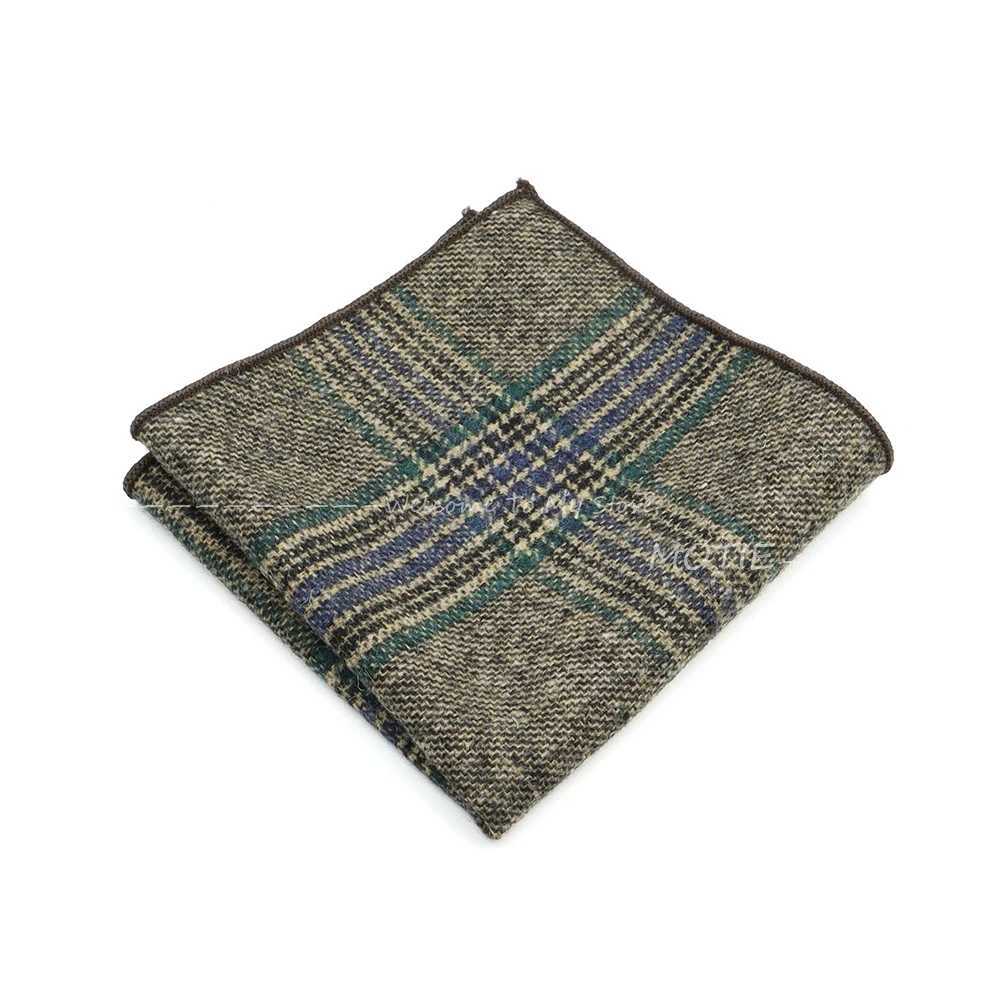 Mens Classic Hanky Plaid Striped Pocket Squared Handkerchief Wool Brown Grey Hankerchief Wedding Party Gift for Man AccessoriesX240921