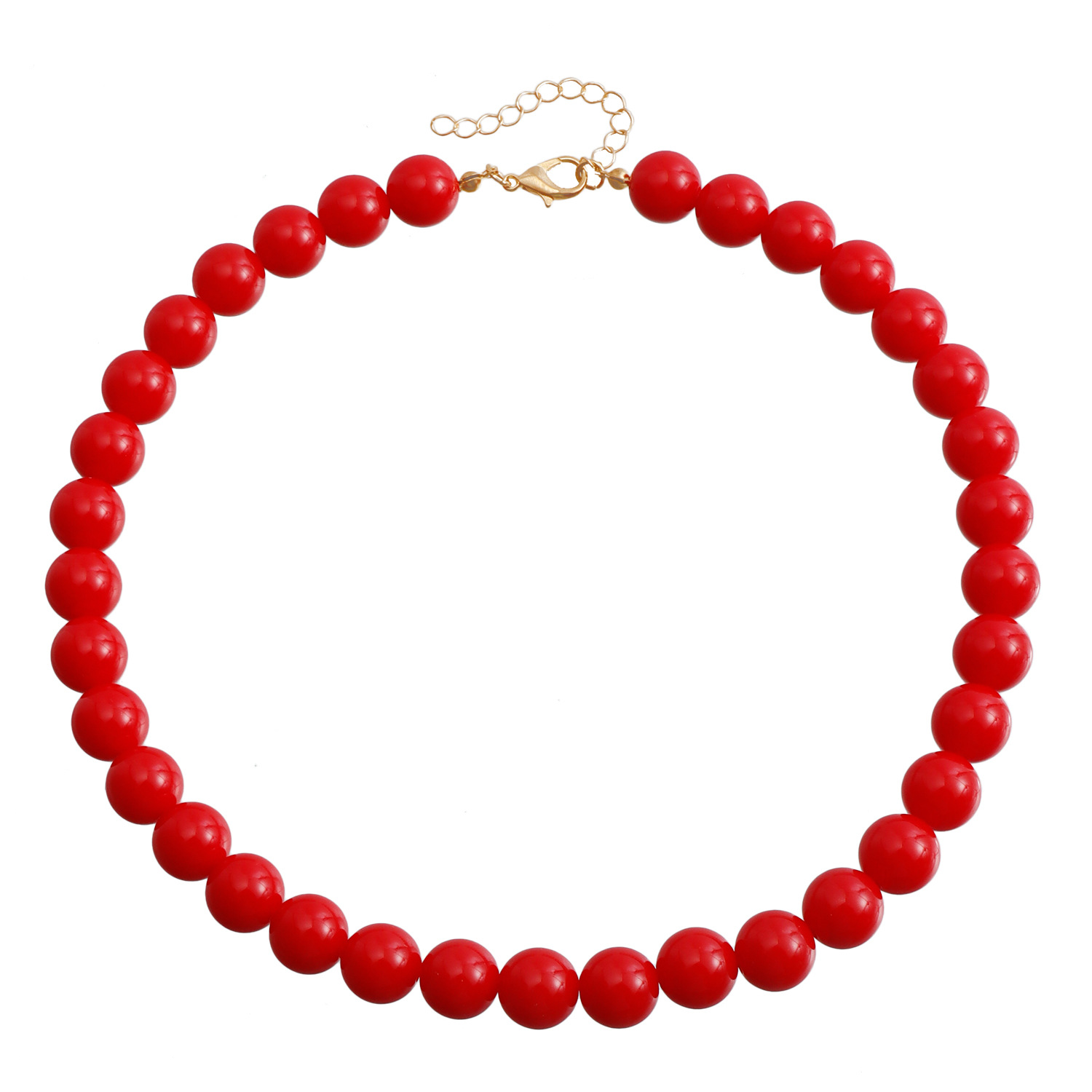 Women's Red Acrylic Bead Necklace with Geometric Design for Collarbone Wear Dangle Earrings Choker Necklace Jewelry Set Party Gifts Dropshipping