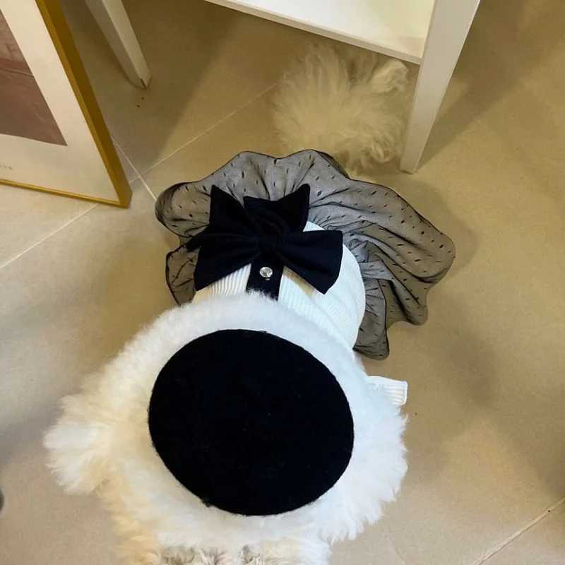 Luxury puppy dress summer puppy costume bow lace dog skin black and white dog T-shirt girl dog costume Chihuahua vest X241119