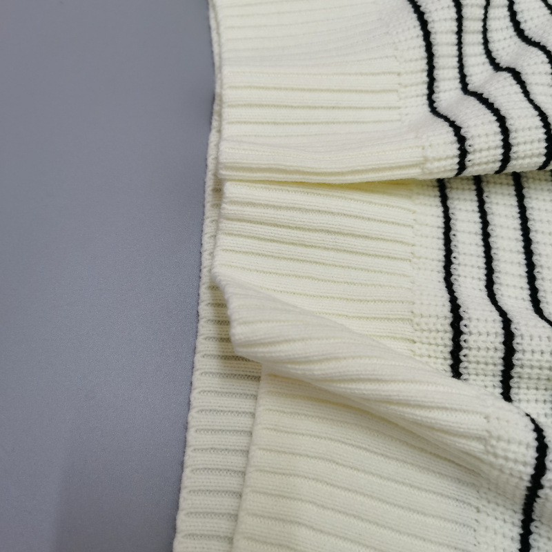2024 Autumn/Winter New Women's High Collar Striped Color blocked Long Sleeve Zipper Pullover Knitted Sweater