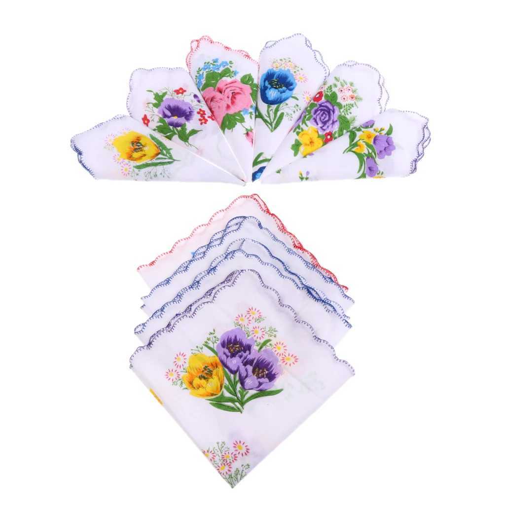 10Pc Vintage Flower Handkerchief Square Hankies Hanky Women Kids GiftX240921