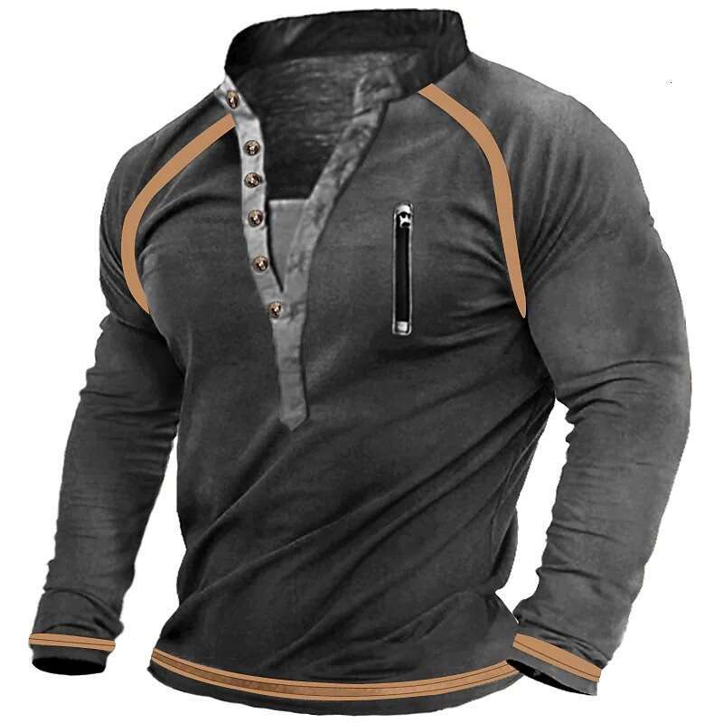 Foreign Trade Men's V-Neck Buttoned Hoodie Made Of Pure Cotton, Thickened And Warm Tactical Hoodie, Training On Pullover For Men's Long Slee