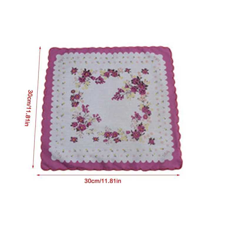 3x Retro Assorted Printed Cotton Handle Womens Hanky Pocket Square Hanky Womens Bridal Maid H9ED W240921