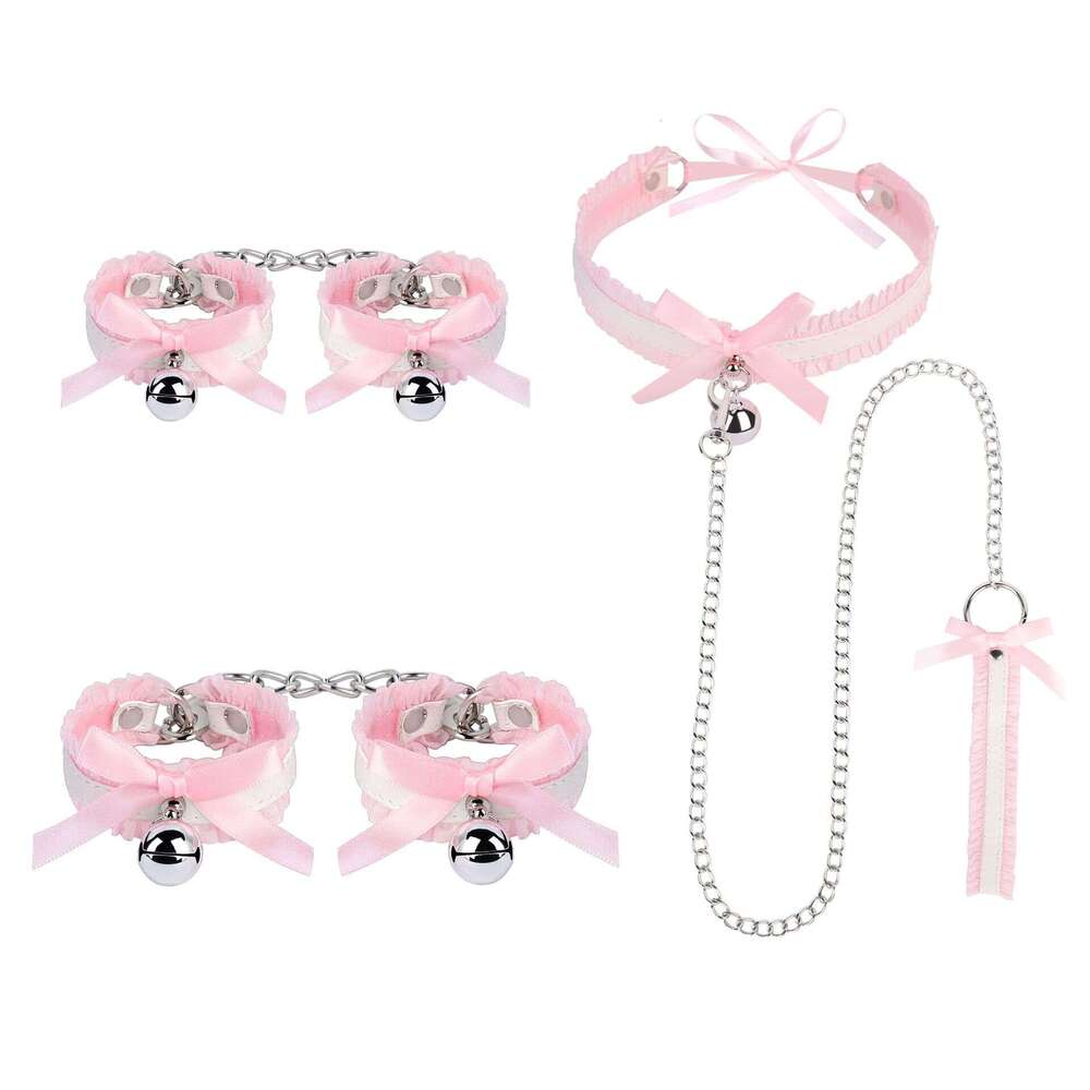 Sexy SM Props Bow Lace SM Set Maid Bell Collar Handcuffs Foot cuffs Alternative Adult Products