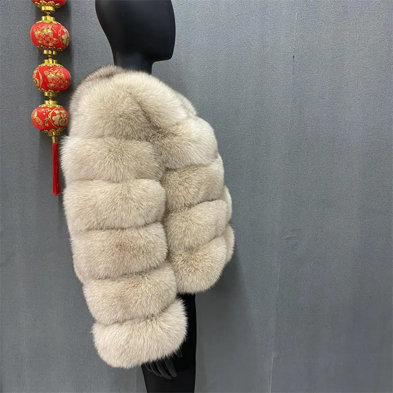 style fur coat 100% natural fur jacket female winter warm leather fox fur coat high quality fur vest 240911