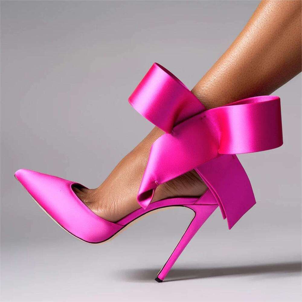 Bow Stiletto High Heels Sexy Point Toe Shoes Women Summer Sapatos Femininos De O Red Dress Party Sandals New Fahion Slippers