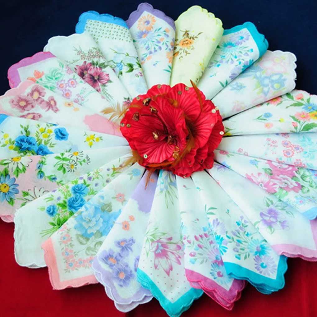 10 Pieces Vintage Handkerchief Hanky Birthday Gift Pattern RandomX240921